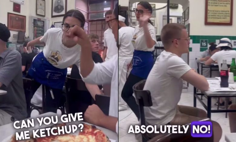 turista pizza ketchup napoli video virale